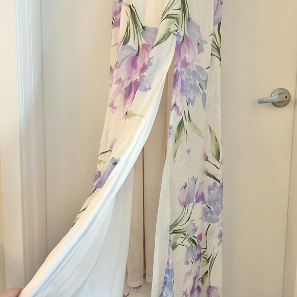 Baltic Born Off Shoulder Ivory Lavender Floral Maxi Dress Daphne Size XL NWOT - Picture 6 of 9